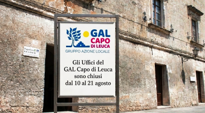Gli Uffici del GAL Capo di Leuca sono chiusi dal 10 al 21 agosto