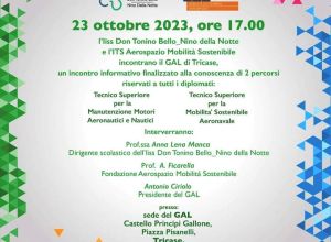 Incontro informativo  del 23 ottobre 2023 sui percorsi di formazione attivati dall’IISS Don Tonino Bello_Nino della Notte,e dall’ITS Aerospazio Mobilità Sostenibile