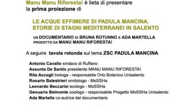 Proiezione del Documentario Le acque effimere di Padula Mancina e Tavola ro...
