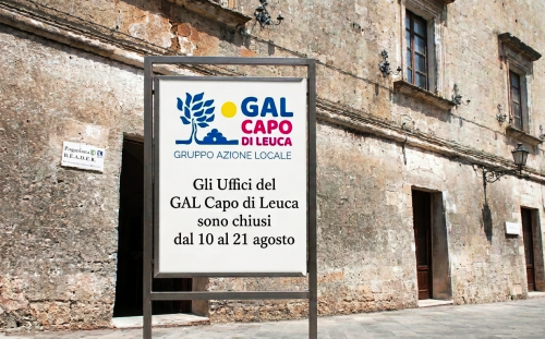 Gli Uffici del GAL Capo di Leuca sono chiusi dal 10 al 21 agosto