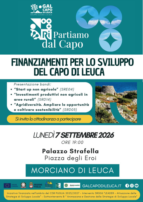 Opportunit&agrave; di finanziamento e sviluppo locale: il GAL Capo di Leuca i...