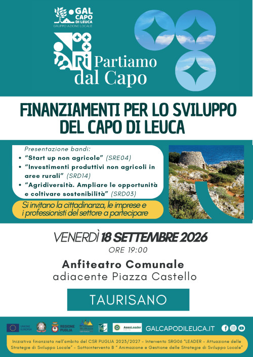 A Taurisano un altro appuntamento del GAL Capo di Leuca nell'Area LEADER !