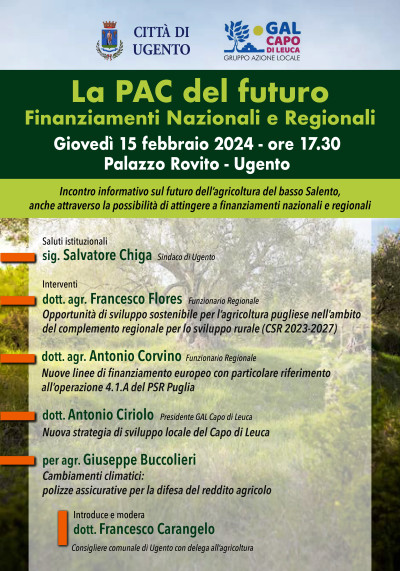 La PAC del futuro Finanziamenti Nazionali e Regionali - Incontro Pubblico a U...